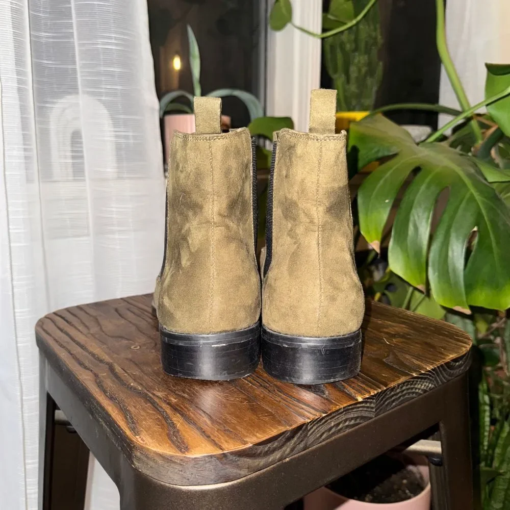 Chelsea Boots Olive Desert Boots Elastic Side Panels‎ Casual Ankle Boots size 10